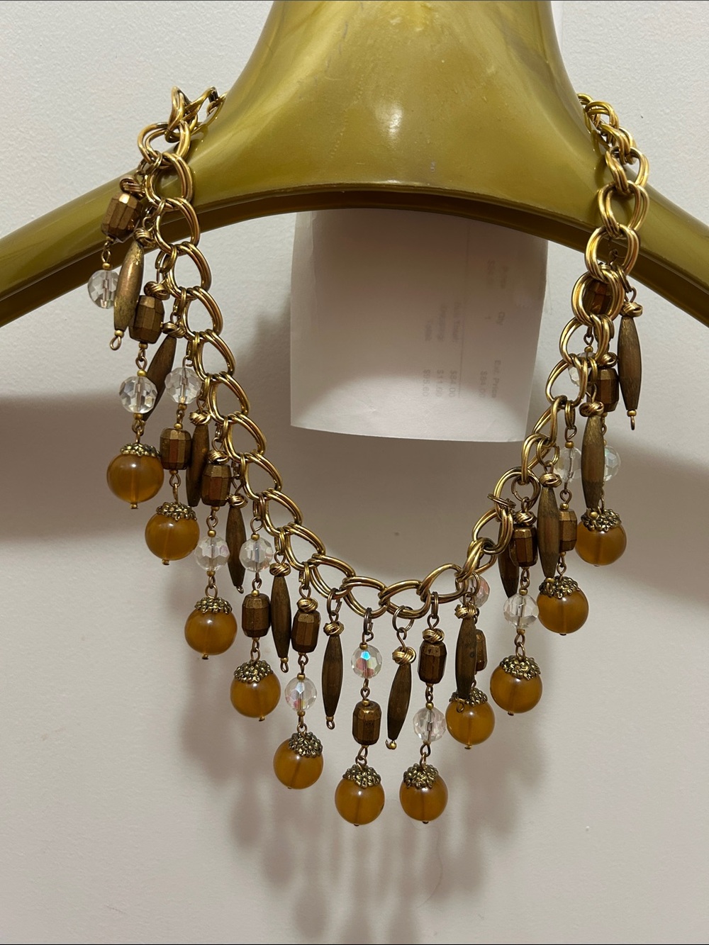 Vintage necklace with bronze tone beads